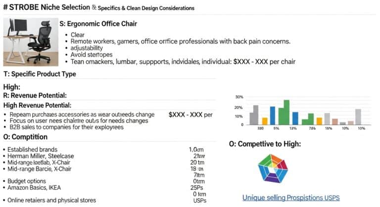 STROBE niche selection and specifics for ergonomic office chair target market analysis.